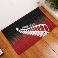 Red Silver Fern Spirit Taniko Tukutuku Personalised Rubber Doormat