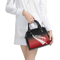 Red Silver Fern Spirit Taniko Tukutuku Personalised Shoulder Handbag