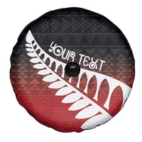 Red Silver Fern Spirit Taniko Tukutuku Personalised Spare Tire Cover