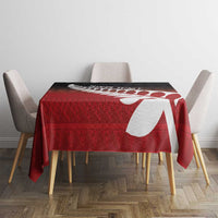Red Silver Fern Spirit Taniko Tukutuku Personalised Tablecloth