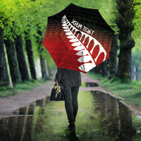 Red Silver Fern Spirit Taniko Tukutuku Personalised Umbrella - Polynesian Pride