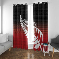 Red Silver Fern Spirit Taniko Tukutuku Personalised Window Curtain