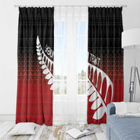 Red Silver Fern Spirit Taniko Tukutuku Personalised Window Curtain