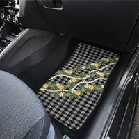 Aloha Puakenikeni Anthurium Pikake Lei Car Mats Black Hawaiian Palaka Pattern LT9 - Polynesian Pride