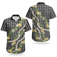 Aloha Puakenikeni Anthurium Pikake Lei Couples Matching Short Sleeve Bodycon Dress and Hawaiian Shirt Black Hawaiian Palaka Pattern LT9 - Polynesian Pride