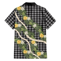 Aloha Puakenikeni Anthurium Pikake Lei Family Matching Puletasi and Hawaiian Shirt Black Hawaiian Palaka Pattern LT9 Dad's Shirt - Long Sleeve Black - Polynesian Pride
