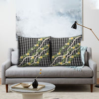 Aloha Puakenikeni Anthurium Pikake Lei Pillow Cover Black Hawaiian Palaka Pattern LT9 - Polynesian Pride
