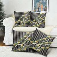 Aloha Puakenikeni Anthurium Pikake Lei Pillow Cover Black Hawaiian Palaka Pattern LT9 - Polynesian Pride