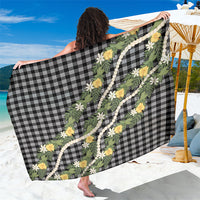 Aloha Puakenikeni Anthurium Pikake Lei Sarong Black Hawaiian Palaka Pattern