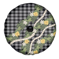 Aloha Puakenikeni Anthurium Pikake Lei Spare Tire Cover Black Hawaiian Palaka Pattern