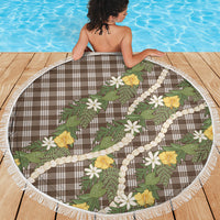 Aloha Puakenikeni Anthurium Pikake Lei Beach Blanket Chocolate Hawaiian Palaka Pattern