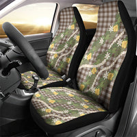 Aloha Puakenikeni Anthurium Pikake Lei Car Seat Cover Chocolate Hawaiian Palaka Pattern