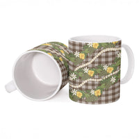 Aloha Puakenikeni Anthurium Pikake Lei Ceramic Mug Chocolate Hawaiian Palaka Pattern