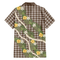 Aloha Puakenikeni Anthurium Pikake Lei Family Matching Long Sleeve Bodycon Dress and Hawaiian Shirt Chocolate Hawaiian Palaka Pattern LT9 Dad's Shirt - Long Sleeve Chocolate - Polynesian Pride