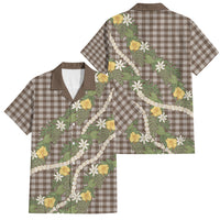 Aloha Puakenikeni Anthurium Pikake Lei Family Matching Mermaid Dress and Hawaiian Shirt Chocolate Hawaiian Palaka Pattern LT9 Dad's Shirt - Short Sleeve Chocolate - Polynesian Pride