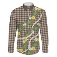 Aloha Puakenikeni Anthurium Pikake Lei Family Matching Puletasi and Hawaiian Shirt Chocolate Hawaiian Palaka Pattern LT9 Daughter's Dress Chocolate - Polynesian Pride