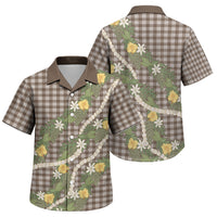 Aloha Puakenikeni Anthurium Pikake Lei Family Matching Short Sleeve Bodycon Dress and Hawaiian Shirt Chocolate Hawaiian Palaka Pattern LT9 Son's Shirt Chocolate - Polynesian Pride