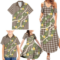 Aloha Puakenikeni Anthurium Pikake Lei Family Matching Summer Maxi Dress and Hawaiian Shirt Chocolate Hawaiian Palaka Pattern LT9 - Polynesian Pride