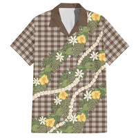 Aloha Puakenikeni Anthurium Pikake Lei Hawaiian Shirt Chocolate Hawaiian Palaka Pattern
