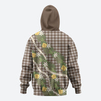 Aloha Puakenikeni Anthurium Pikake Lei Hoodie Chocolate Hawaiian Palaka Pattern