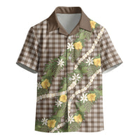 Aloha Puakenikeni Anthurium Pikake Lei Kid Hawaiian Shirt Chocolate Hawaiian Palaka Pattern LT9 - Polynesian Pride