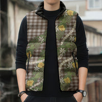 Aloha Puakenikeni Anthurium Pikake Lei Sleeveless Puffer Jacket Chocolate Hawaiian Palaka Pattern