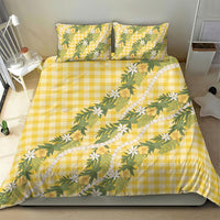 Aloha Puakenikeni Anthurium Pikake Lei Bedding Set Gold Hawaiian Palaka Pattern