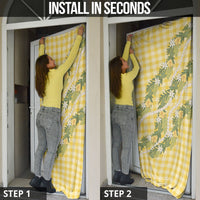 Aloha Puakenikeni Anthurium Pikake Lei Door Cover Gold Hawaiian Palaka Pattern
