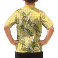 Aloha Puakenikeni Anthurium Pikake Lei Family Matching Summer Maxi Dress and Hawaiian Shirt Gold Hawaiian Palaka Pattern LT9 - Polynesian Pride