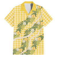 Aloha Puakenikeni Anthurium Pikake Lei Family Matching Summer Maxi Dress and Hawaiian Shirt Gold Hawaiian Palaka Pattern LT9 Dad's Shirt - Short Sleeve Gold - Polynesian Pride