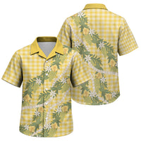 Aloha Puakenikeni Anthurium Pikake Lei Family Matching Tank Maxi Dress and Hawaiian Shirt Gold Hawaiian Palaka Pattern LT9 Son's Shirt Gold - Polynesian Pride