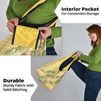 Aloha Puakenikeni Anthurium Pikake Lei Grocery Bag Gold Hawaiian Palaka Pattern LT9 - Polynesian Pride