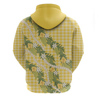 Aloha Puakenikeni Anthurium Pikake Lei Hoodie Gold Hawaiian Palaka Pattern