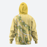 Aloha Puakenikeni Anthurium Pikake Lei Zip Hoodie Gold Hawaiian Palaka Pattern LT9 - Polynesian Pride