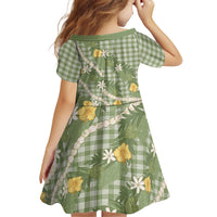 Aloha Puakenikeni Anthurium Pikake Lei Family Matching Off Shoulder Maxi Dress and Hawaiian Shirt Green Hawaiian Palaka Pattern LT9 - Polynesian Pride