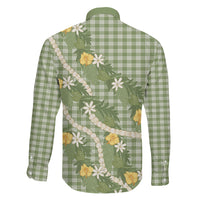 Aloha Puakenikeni Anthurium Pikake Lei Family Matching Summer Maxi Dress and Hawaiian Shirt Green Hawaiian Palaka Pattern LT9 Son's Shirt Green - Polynesian Pride