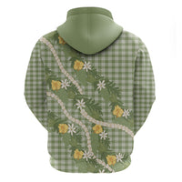 Aloha Puakenikeni Anthurium Pikake Lei Hoodie Green Hawaiian Palaka Pattern