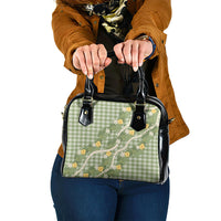 Aloha Puakenikeni Anthurium Pikake Lei Shoulder Handbag Green Hawaiian Palaka Pattern