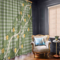Aloha Puakenikeni Anthurium Pikake Lei Window Curtain Green Hawaiian Palaka Pattern