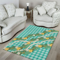 Aloha Puakenikeni Anthurium Pikake Lei Area Rug Marine Hawaiian Palaka Pattern