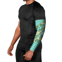 Aloha Puakenikeni Anthurium Pikake Lei Arm Sleeves Marine Hawaiian Palaka Pattern LT9 - Polynesian Pride