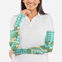 Aloha Puakenikeni Anthurium Pikake Lei Arm Sleeves Marine Hawaiian Palaka Pattern LT9 - Polynesian Pride