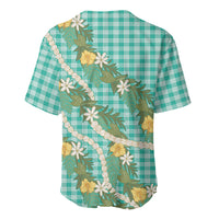 Aloha Puakenikeni Anthurium Pikake Lei Baseball Jersey Marine Hawaiian Palaka Pattern