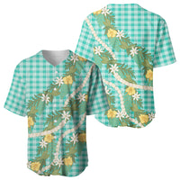 Aloha Puakenikeni Anthurium Pikake Lei Baseball Jersey Marine Hawaiian Palaka Pattern