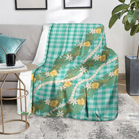 Aloha Puakenikeni Anthurium Pikake Lei Blanket Marine Hawaiian Palaka Pattern
