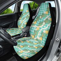 Aloha Puakenikeni Anthurium Pikake Lei Car Seat Cover Marine Hawaiian Palaka Pattern LT9 - Polynesian Pride