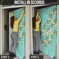 Aloha Puakenikeni Anthurium Pikake Lei Door Cover Marine Hawaiian Palaka Pattern