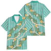 Aloha Puakenikeni Anthurium Pikake Lei Family Matching Mermaid Dress and Hawaiian Shirt Marine Hawaiian Palaka Pattern LT9 Dad's Shirt - Short Sleeve Marine - Polynesian Pride