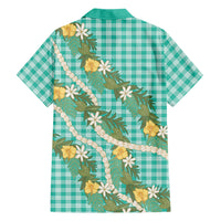 Aloha Puakenikeni Anthurium Pikake Lei Family Matching Off The Shoulder Long Sleeve Dress and Hawaiian Shirt Marine Hawaiian Palaka Pattern LT9 Dad's Shirt - Long Sleeve Marine - Polynesian Pride