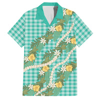 Aloha Puakenikeni Anthurium Pikake Lei Family Matching Summer Maxi Dress and Hawaiian Shirt Marine Hawaiian Palaka Pattern LT9 Dad's Shirt - Short Sleeve Marine - Polynesian Pride